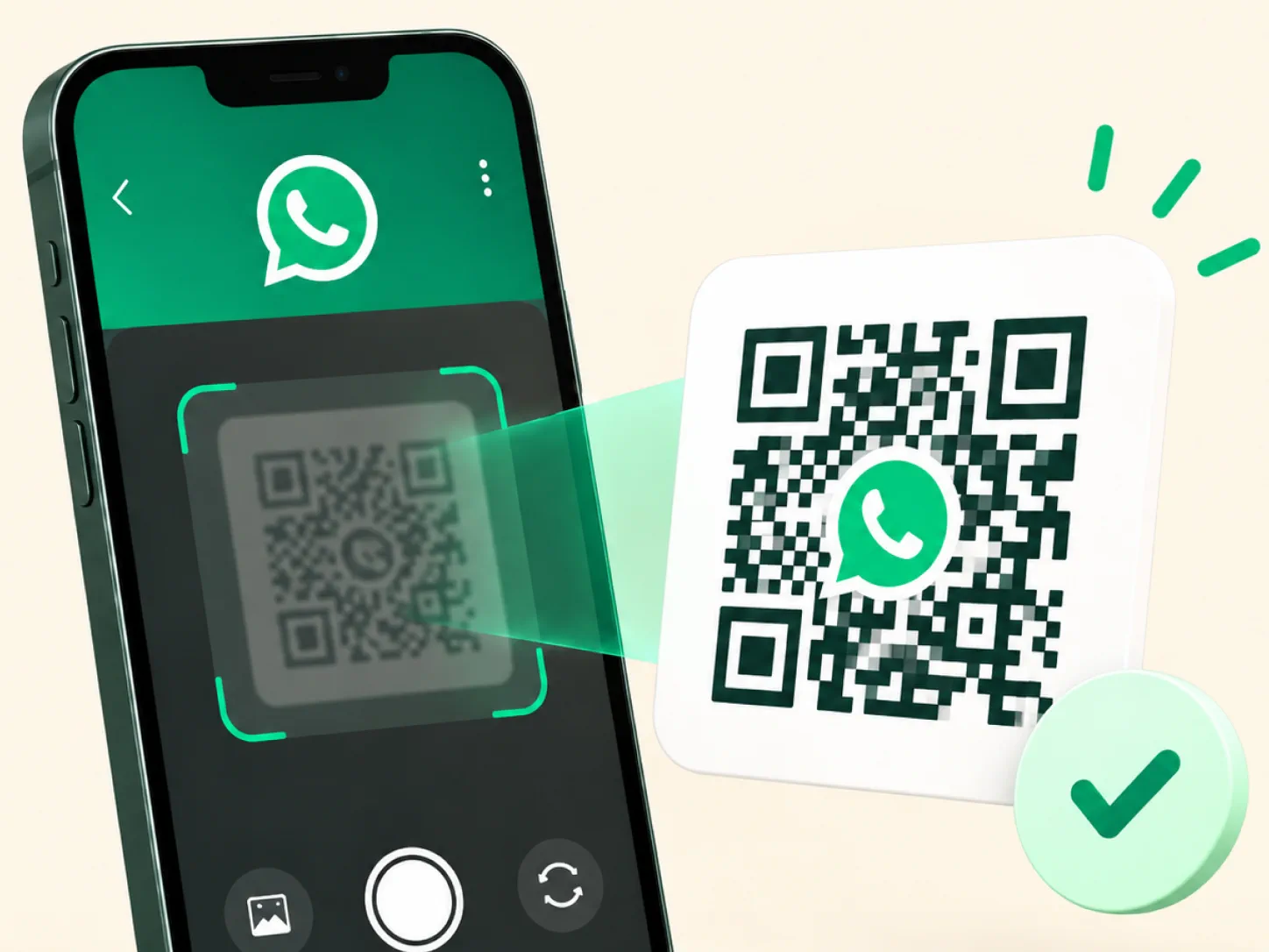 Celular escaneando um QR Code para conectar o WhatsApp